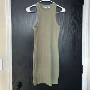 Calvin Klein Olive Ribbed Mini Dress, M